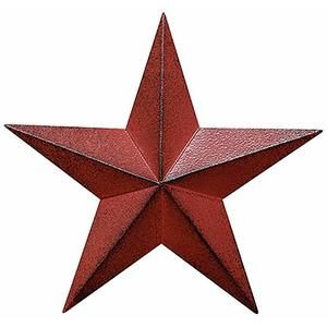 8" Rustic Barn Star Wall Decor - Handmade Burgundy Country Metal Star -🐣